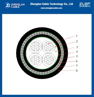 สายเคเบิลอลูมิเนียมใต้ดิน ความดันต่ํา 0.6 / 1kv Xlpe ติดกันด้วยสายเหล็ก 4x70mm2 AL / XLPE / PVC / SWA / PVC